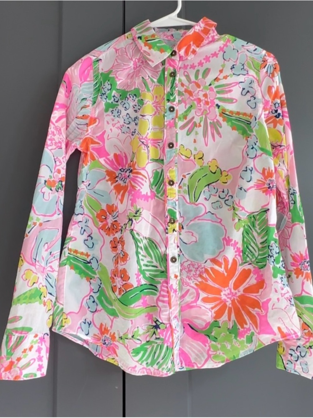 Lilly Pulitzer Pink Multicolor Floral Button-Down Shirt